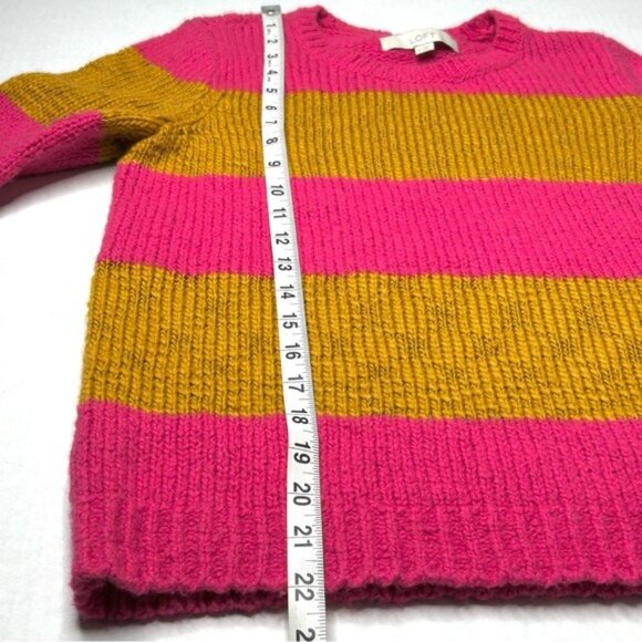 Ann Taylor Loft Medium Pink/Gold Striped Long Sleeve Sweater - Picture 7 of 7